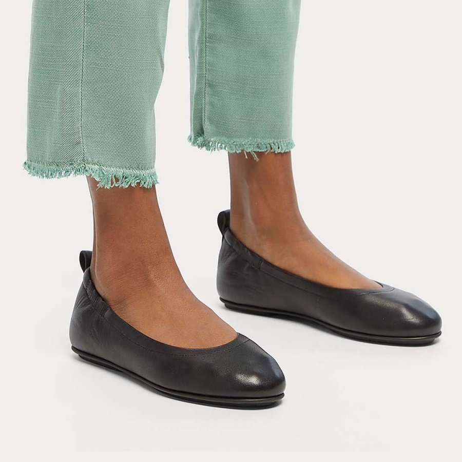 Fitflop ALLEGRO Soft Leather Ballet Flats Black