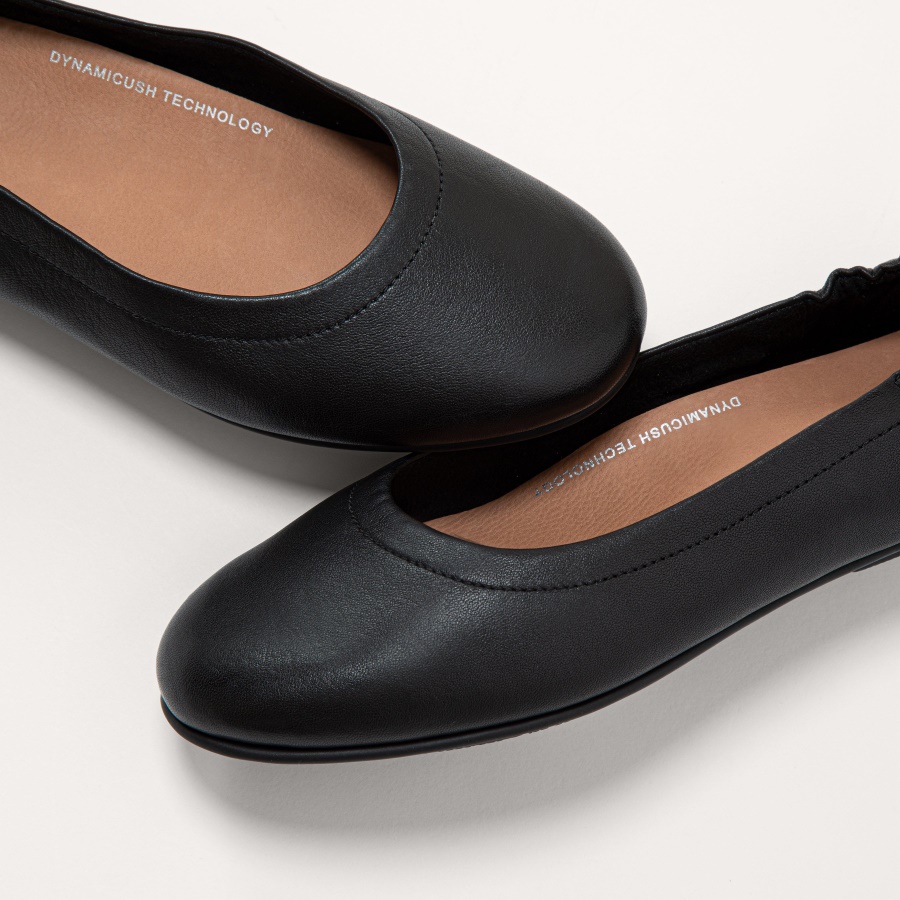 Fitflop ALLEGRO Soft Leather Ballet Flats Black