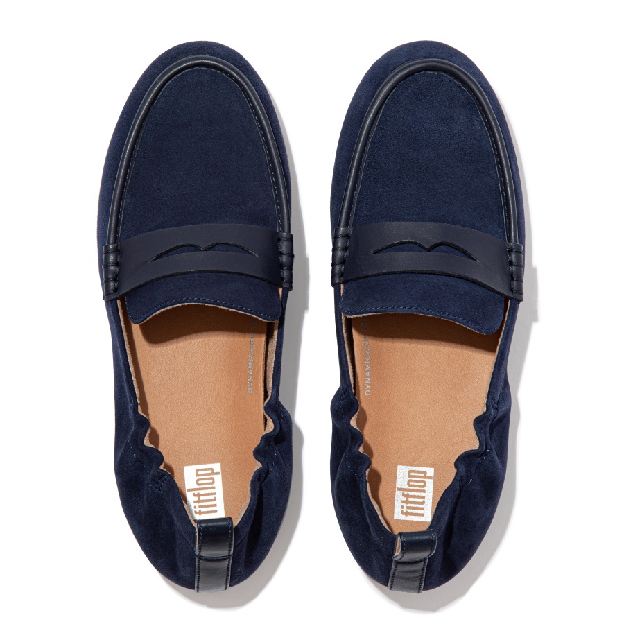 Fitflop ALLEGRO Suede Penny Loafers Midnight Navy