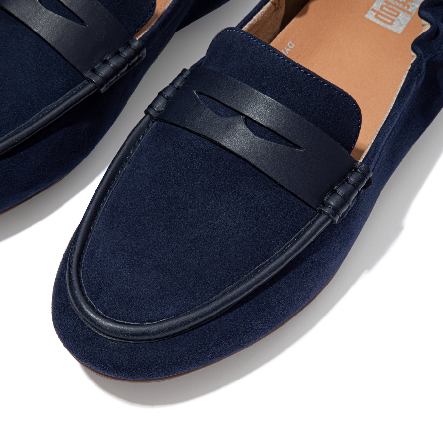 Fitflop ALLEGRO Suede Penny Loafers Midnight Navy