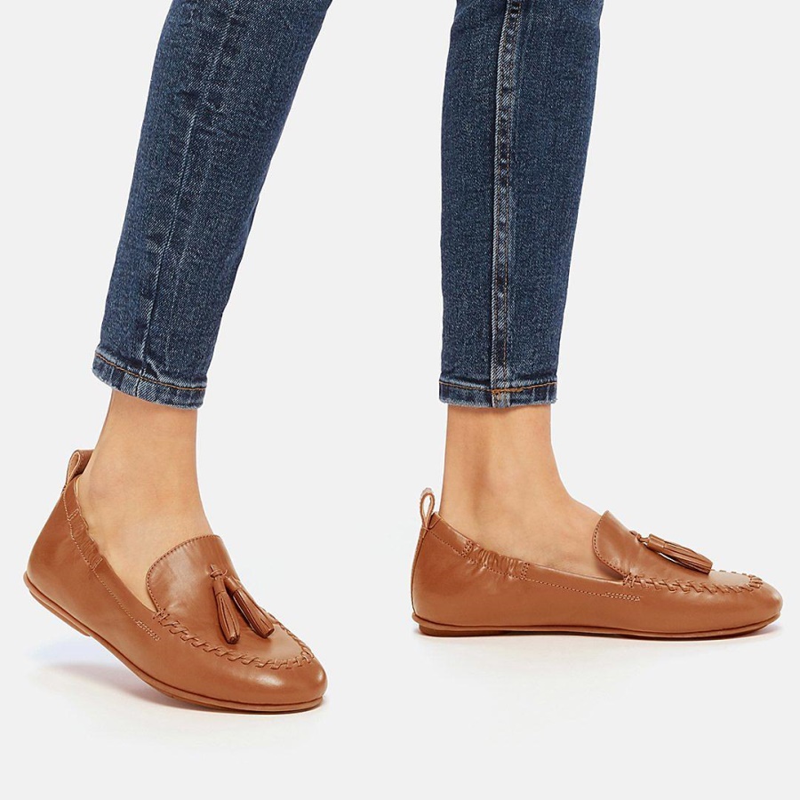 Fitflop ALLEGRO Tassel Leather Loafers Light Tan