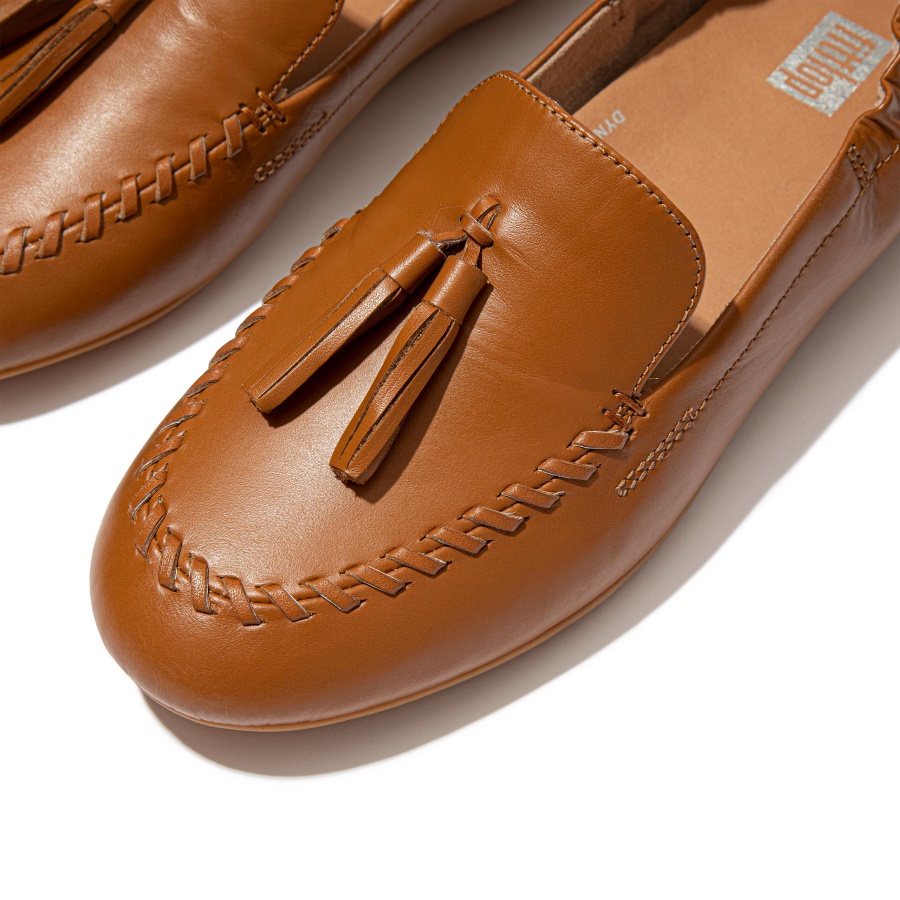 Fitflop ALLEGRO Tassel Leather Loafers Light Tan