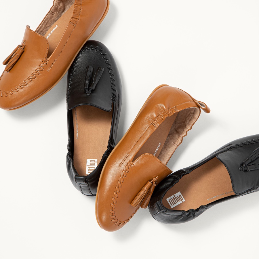 Fitflop ALLEGRO Tassel Leather Loafers Light Tan