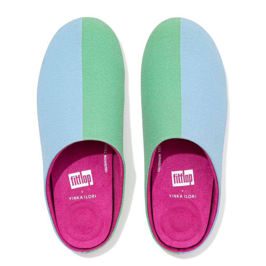 Fitflop CHRISSIE X YINKA ILORI Canvas Slippers Ice Blue-Green