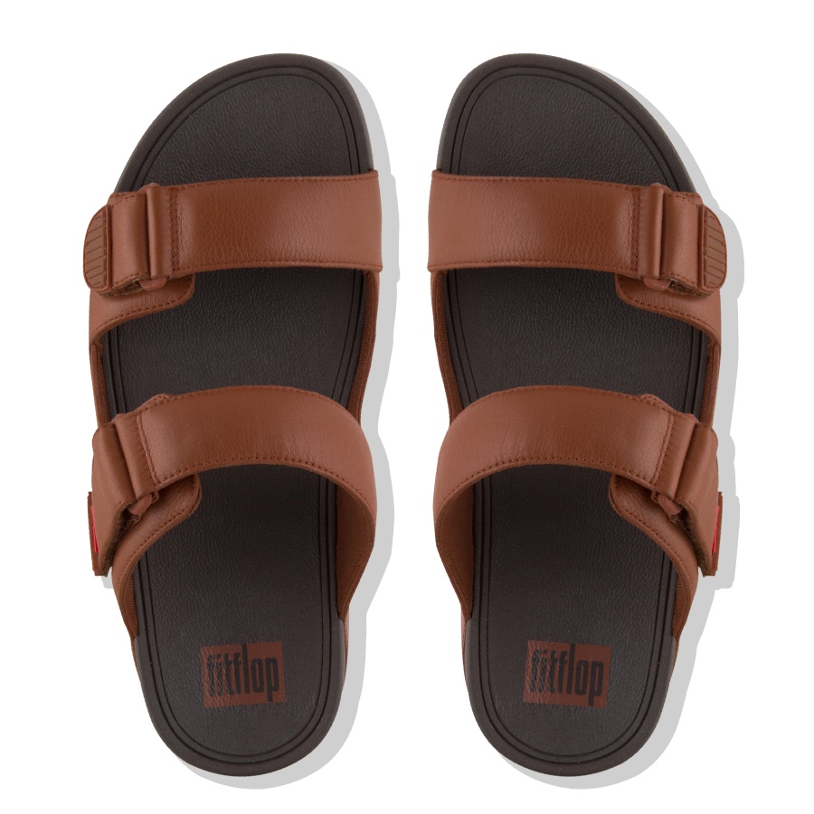 Fitflop GOGH Mens Leather Sandals Dark Tan