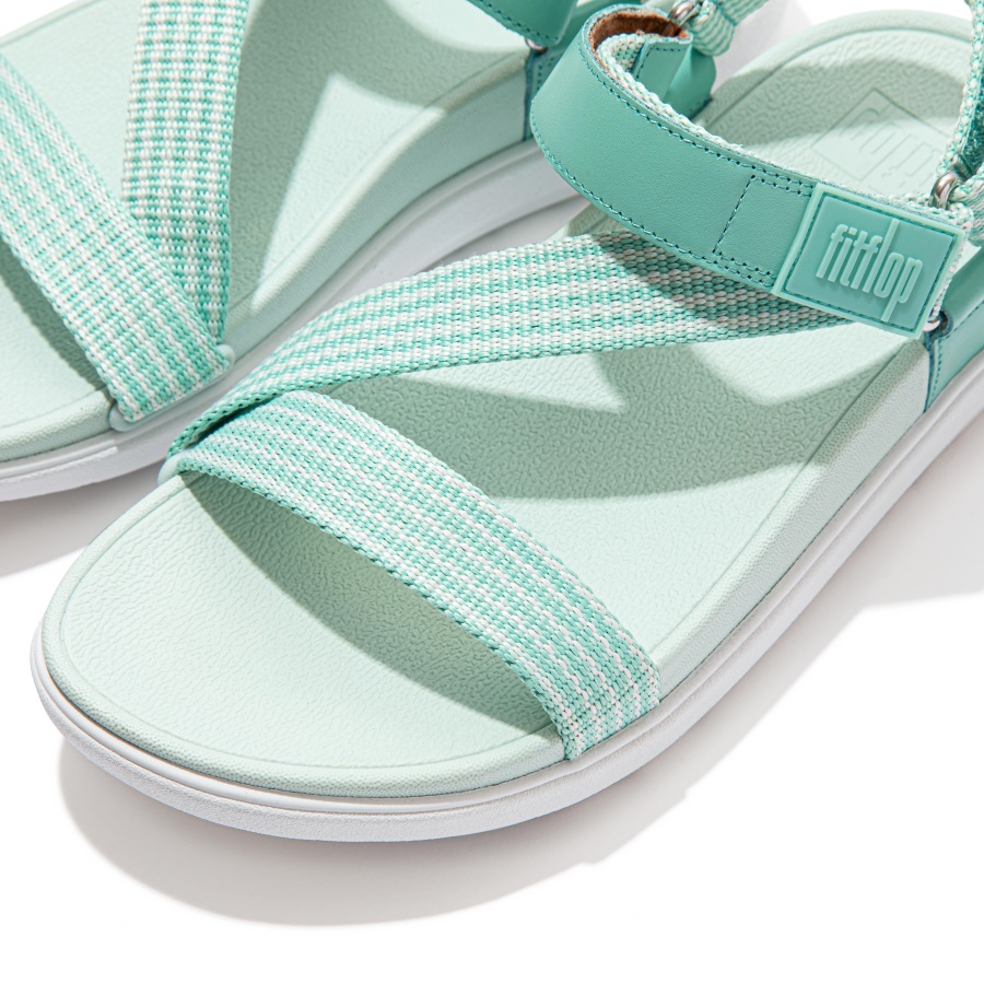 Fitflop LOOSH Webbing Z-Strap Sandals Sea Foam Green