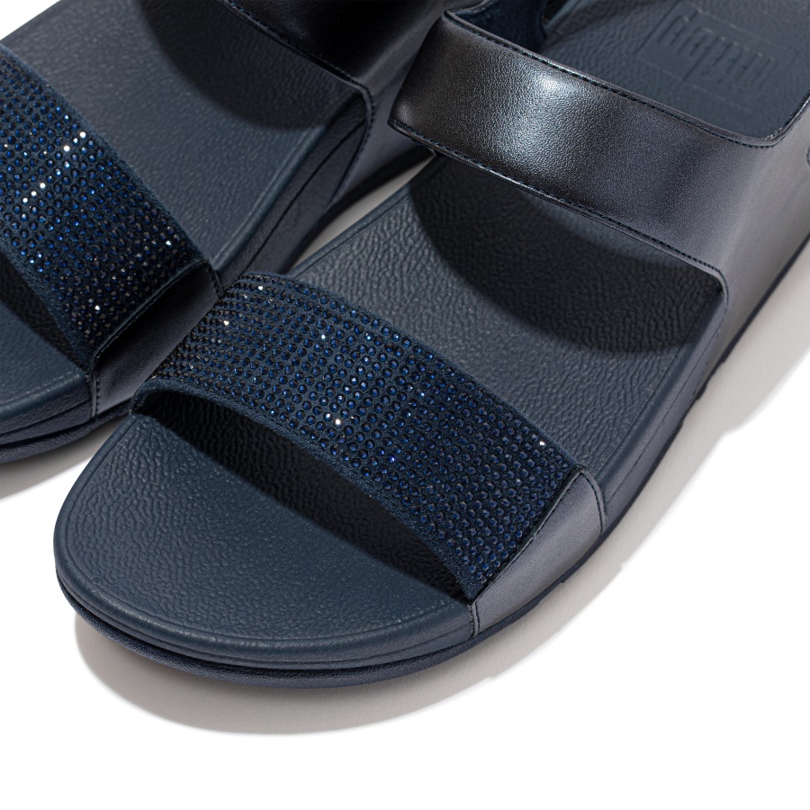 Fitflop LULU Crystal Back-Strap Sandals Midnight Navy