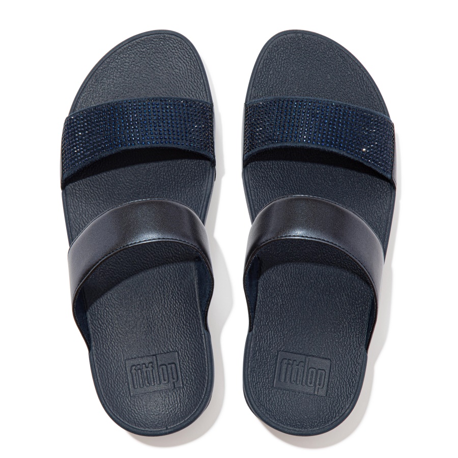 Fitflop LULU Crystal Slides Midnight Navy