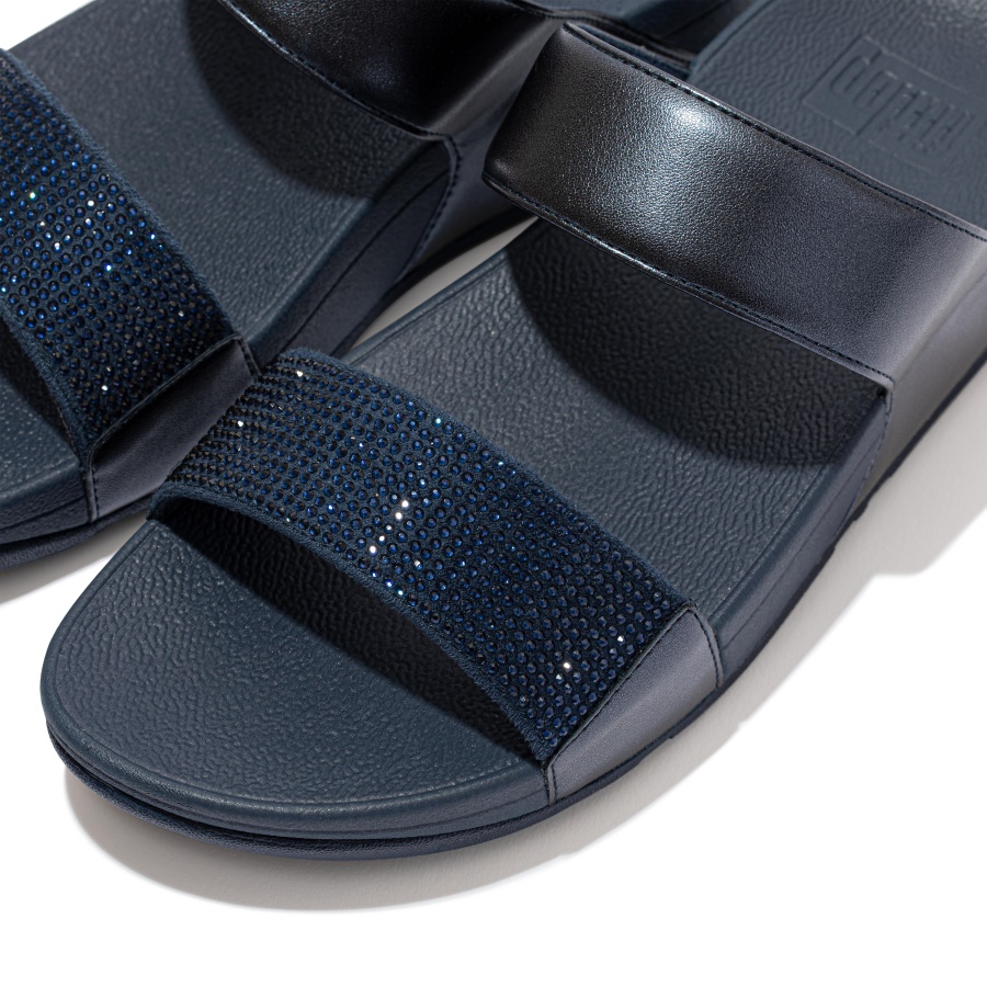 Fitflop LULU Crystal Slides Midnight Navy