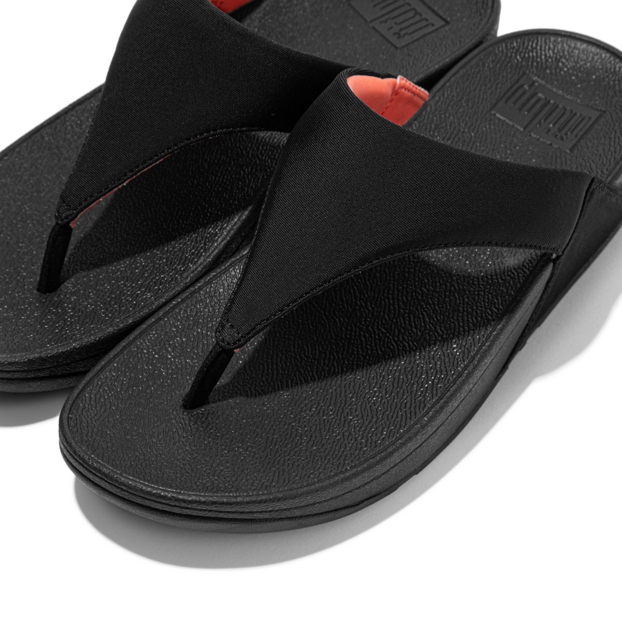 Fitflop LULU Water-Resistant Toe-Post Sandals Black-Sunshine Coral