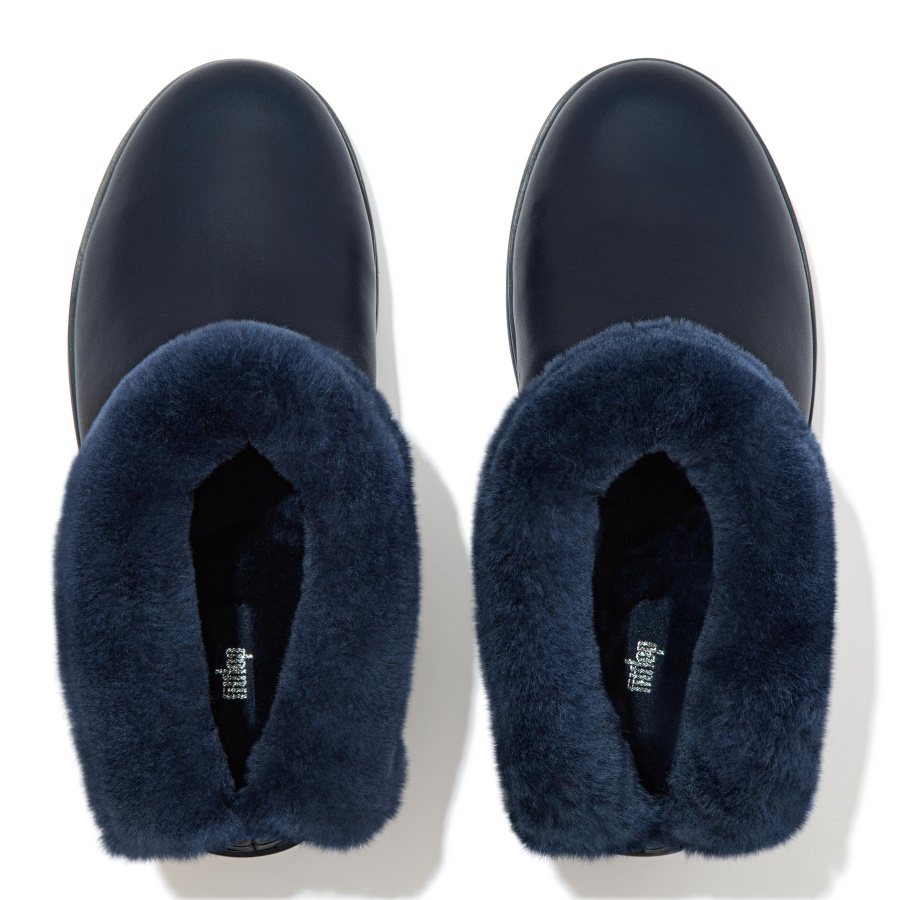 Fitflop MUKLUK SHORTY Waterproof Shearling-Lined Ankle Boots Midnight Navy