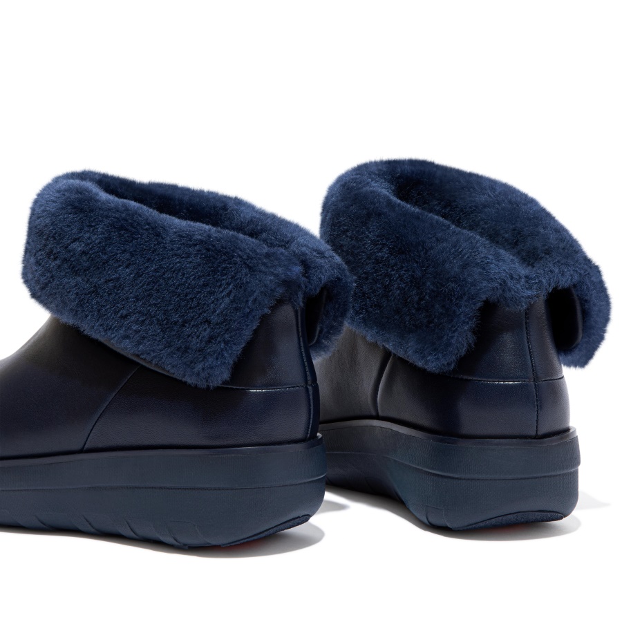 Fitflop MUKLUK SHORTY Waterproof Shearling-Lined Ankle Boots Midnight Navy