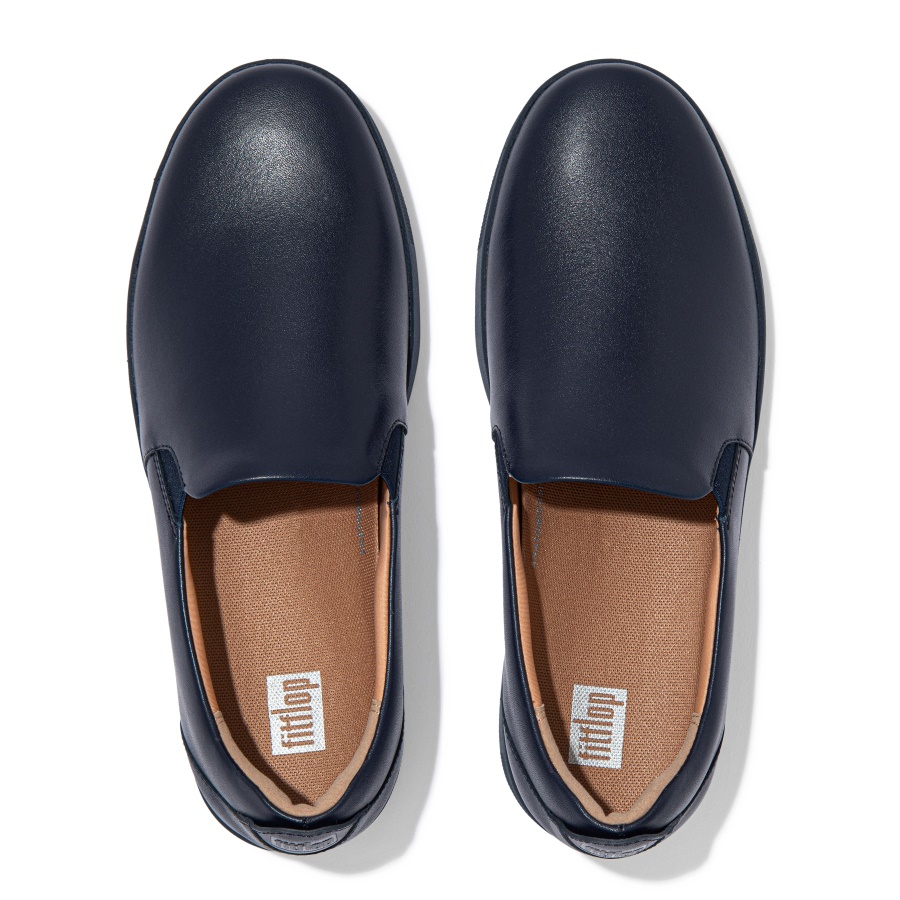 Fitflop RALLY Leather Slip-On Skate Sneakers All Navy
