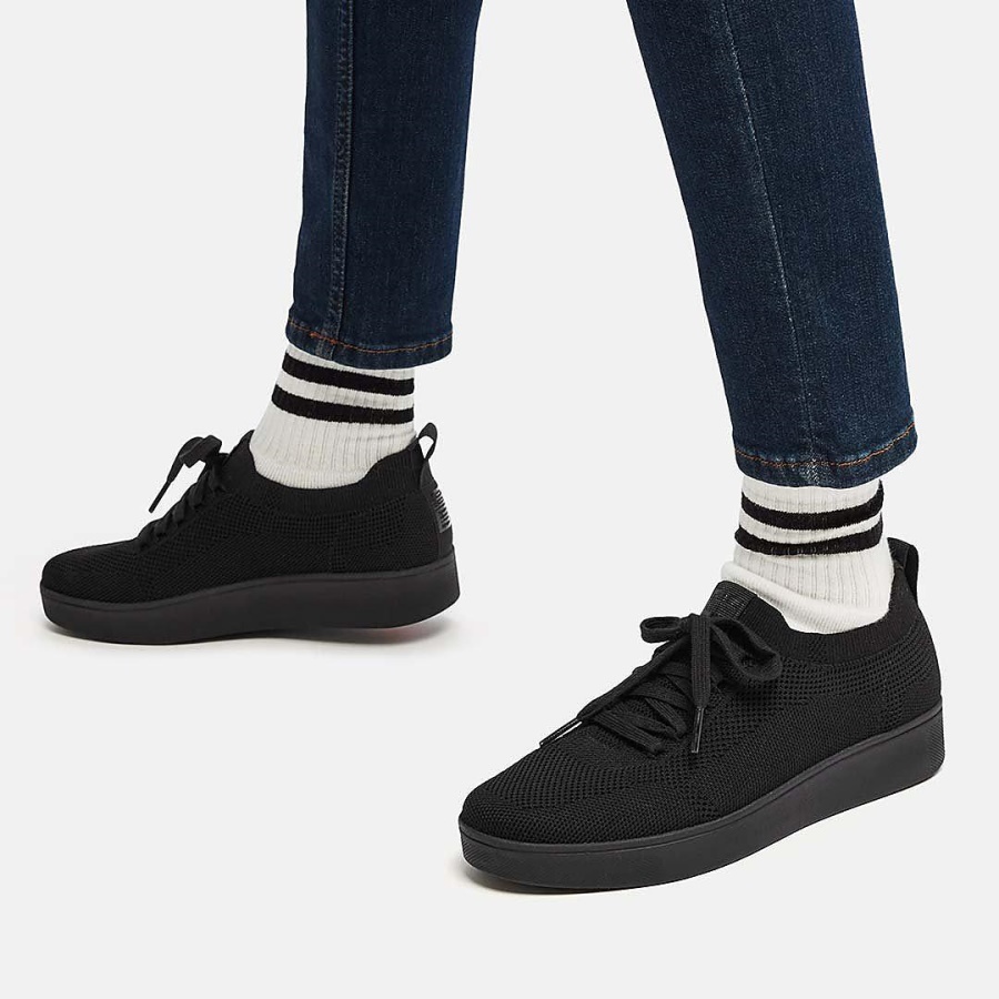 Fitflop RALLY Water-Resistant Knit Sneakers All Black