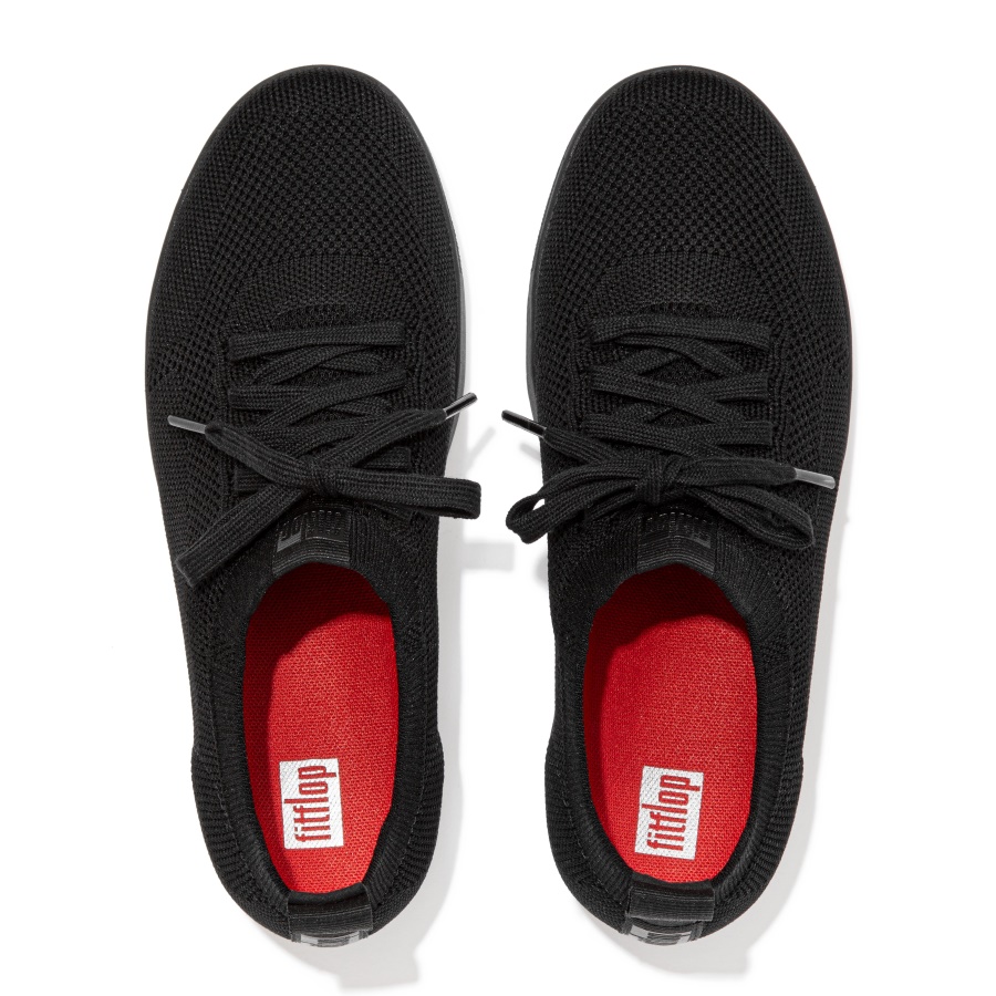 Fitflop RALLY Water-Resistant Knit Sneakers All Black