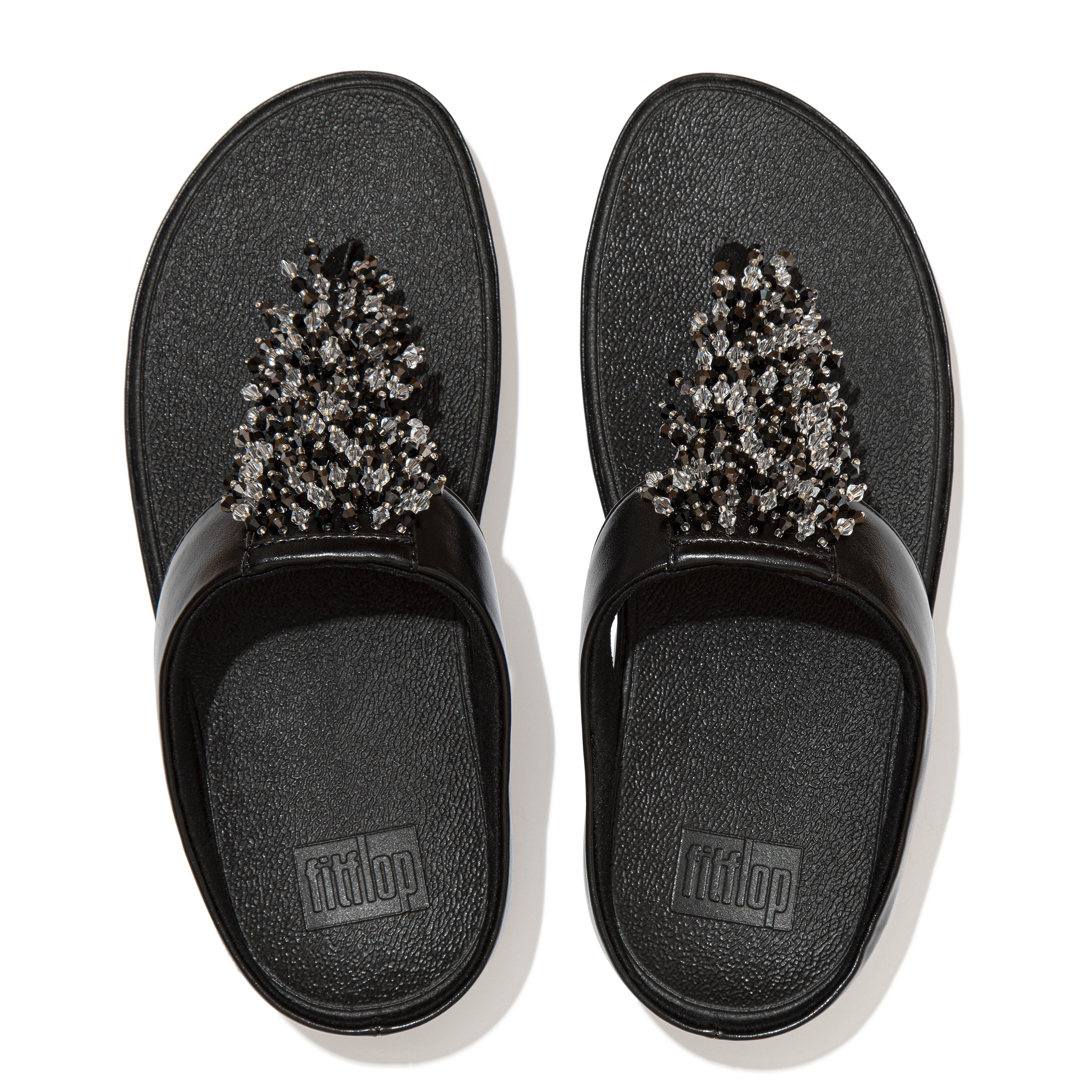 Fitflop RUMBA Beaded Toe-Post Sandals All Black