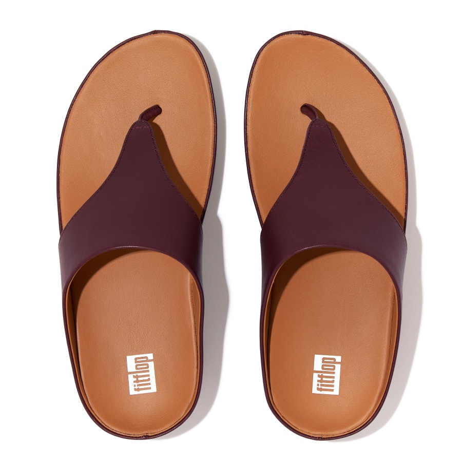 Fitflop SHUV Leather Toe-Post Sandals Plummy