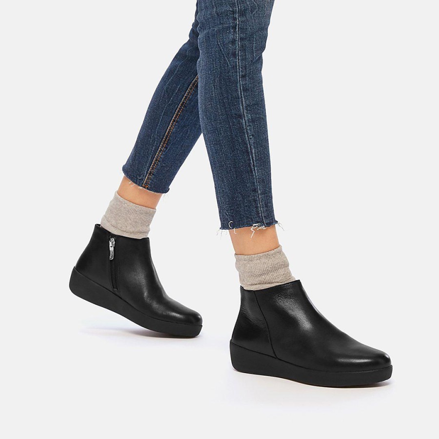 Fitflop SUMI Leather Ankle Boots All Black