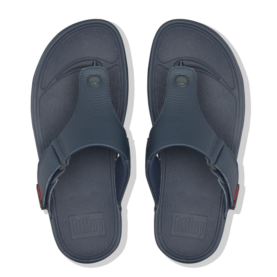 Fitflop TRAKK II Mens Leather Toe-Post Sandals Navy
