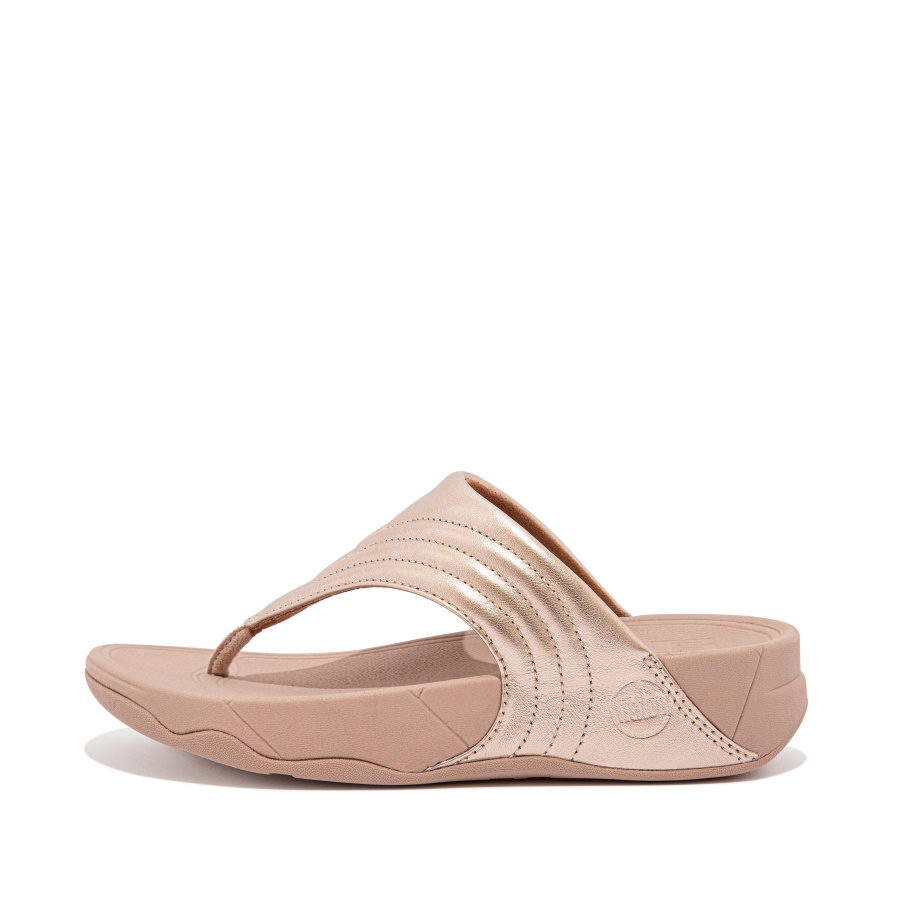 Fitflop WALKSTAR Leather Toe-Post Sandals Rose Gold