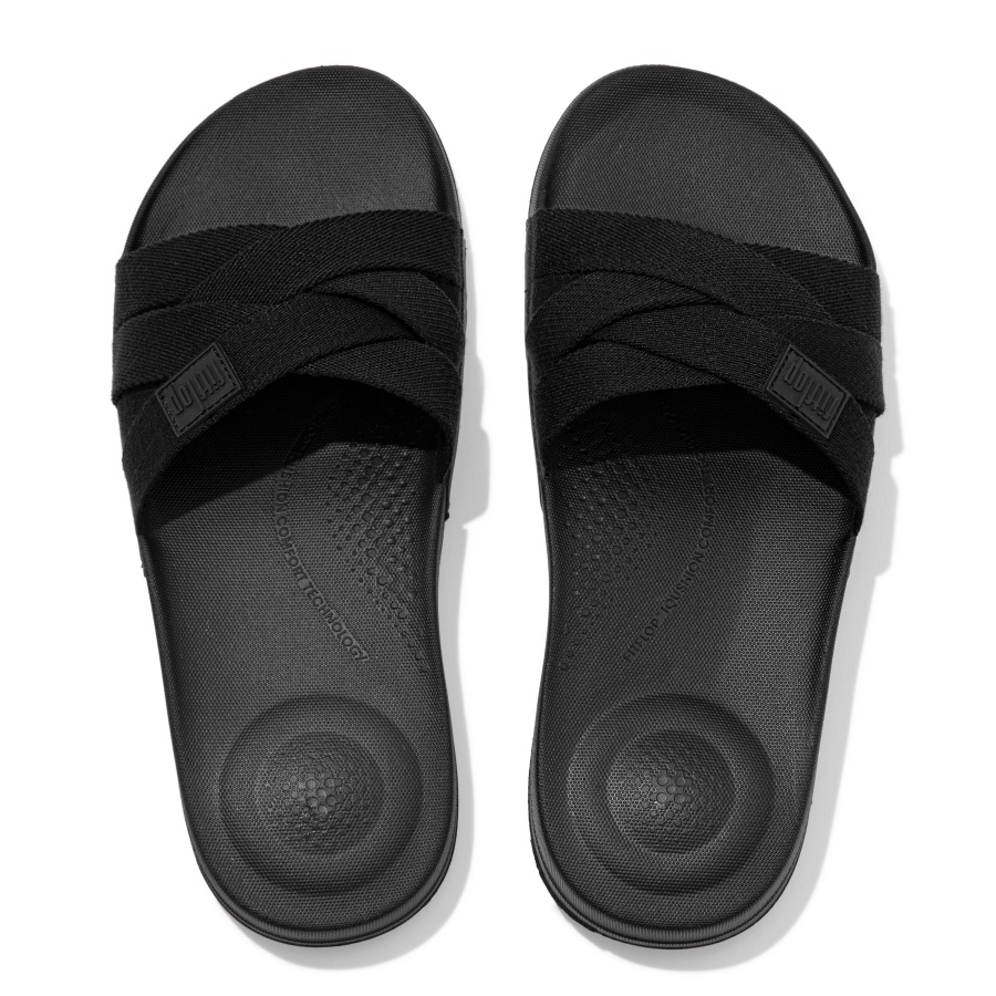 Fitflop iQUSHION Multi-Strap Slides All Black