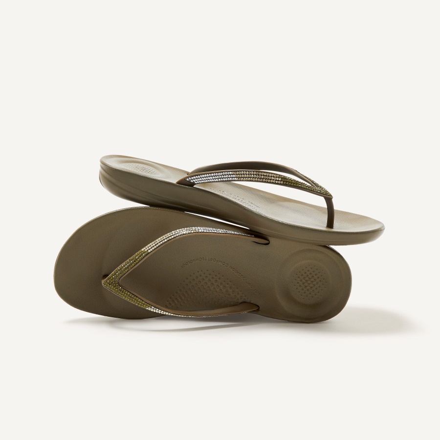 Fitflop iQUSHION Ombré-Sparkle Flip-Flops Mossy