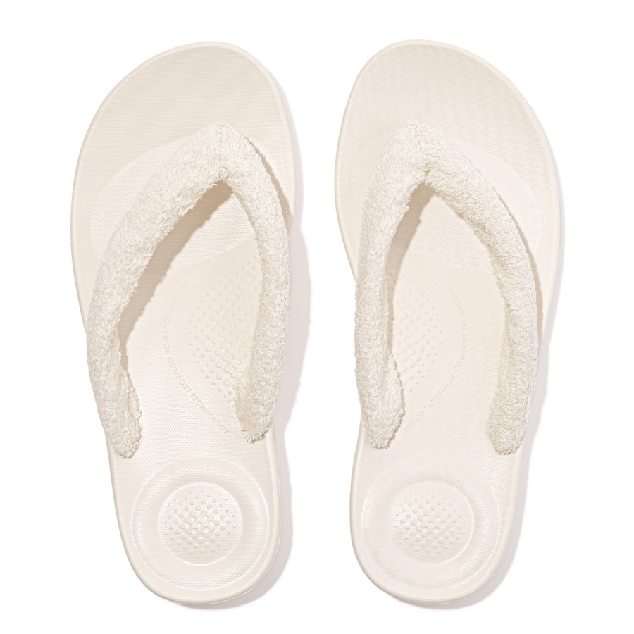 Fitflop iQUSHION Towelling Flip-Flops Cream