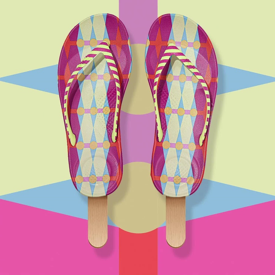 Fitflop iQUSHION X YINKA ILORI Flip-Flops Lemon-Fuchsia