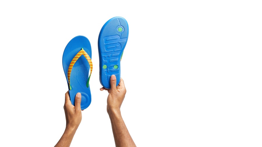 Fitflop iQUSHION X YINKA ILORI Mens Flip-Flops Yellow-Red Alert