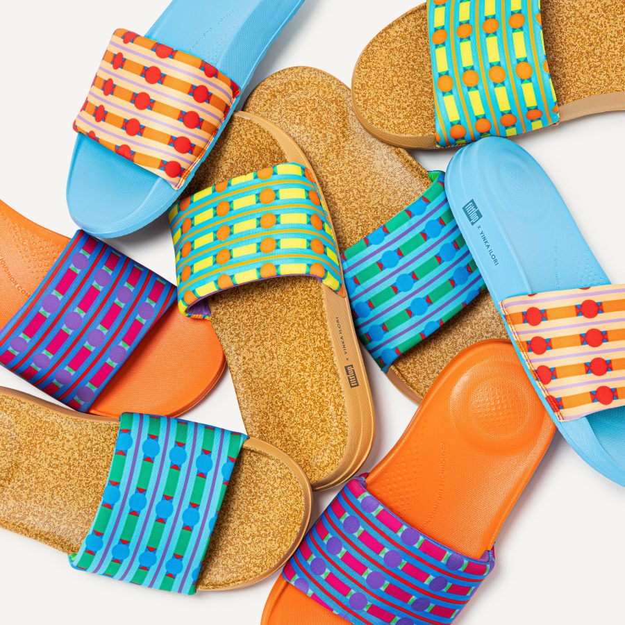 Fitflop iQUSHION X YINKA ILORI Water-Resistant Slides Orange-Pepper