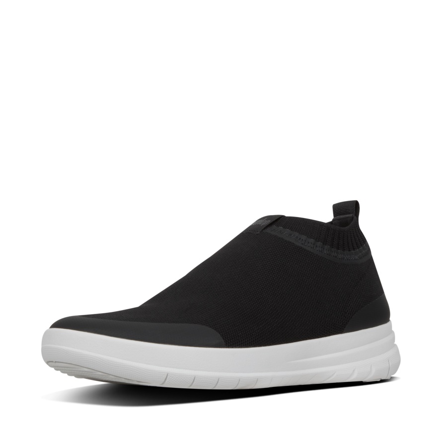 Fitflop üBERKNIT Mens Slip-On Sneakers Black White